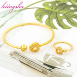 Women Bangle Set Jewelry Brazil Plated Ladies Necklace Earrings Gift