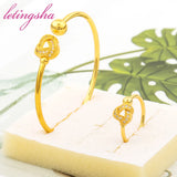 Women Bangle Set Jewelry Brazil Plated Ladies Necklace Earrings Gift