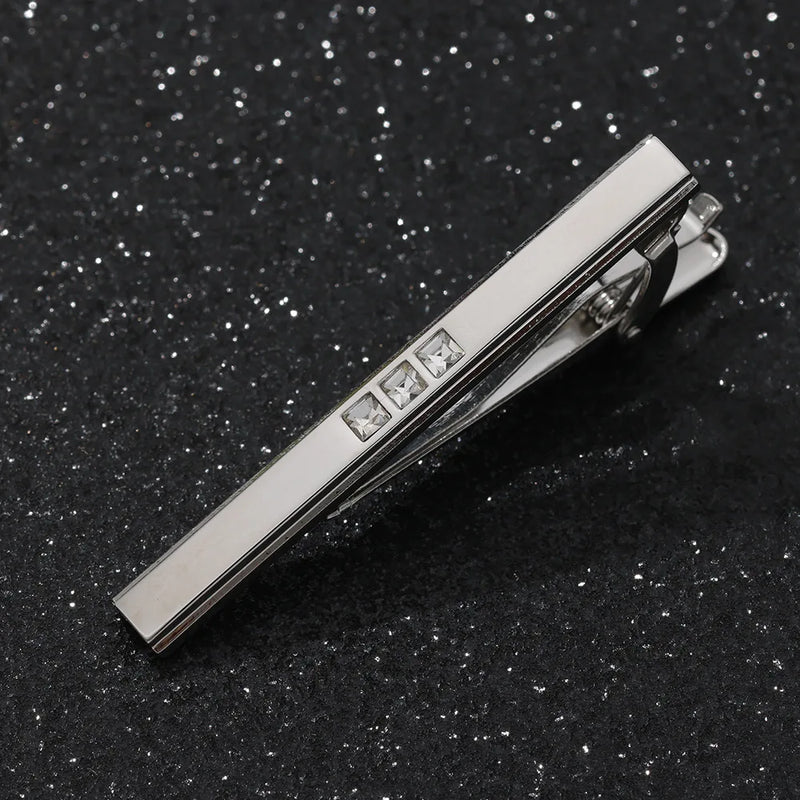 Ripple Crystal Metal Tie Clip for Men's Business Wedding Party Gentleman