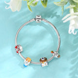 925 Silver Circus Dessert Drink Beads Charm Bracelet DIY