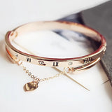 Roman Number Heart Bracelet For Women Girl Double-Layer Crystal Bangles