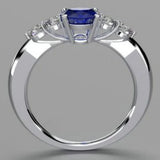 925 Silver Sapphire Princess Love Ring Size 6-11