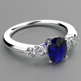 925 Silver Sapphire Princess Love Ring Size 6-11
