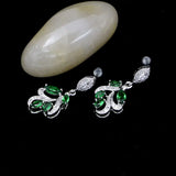 925 Silver Wedding Earrings Green Cubic Zirconia Bridal