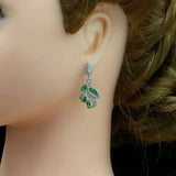 925 Silver Wedding Earrings Green Cubic Zirconia Bridal