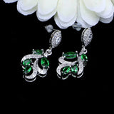 925 Silver Wedding Earrings Green Cubic Zirconia Bridal