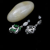 925 Silver Wedding Earrings Green Cubic Zirconia Bridal