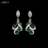 925 Silver Wedding Earrings Green Cubic Zirconia Bridal