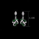 925 Silver Wedding Earrings Green Cubic Zirconia Bridal