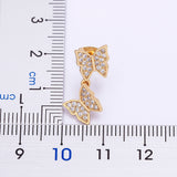 Double Butterfly Crystal CZ Drop Earrings for Women