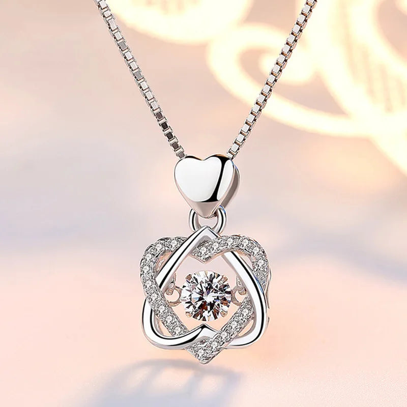 Rose Flower CZ Necklace in High Box