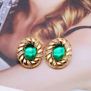 Rose Rhinestone Clip Earrings, No Ear Holes, Party Jewelry