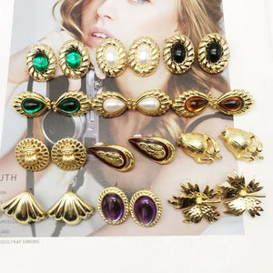 Rose Rhinestone Clip Earrings, No Ear Holes, Party Jewelry