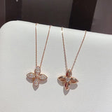 Rose Clover Necklace for Women Party Jewelry Pendant Necklace