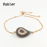 20*15mm Hamsa Fatima Hand Evil Eye Charms Bracelet CZ Jewelry