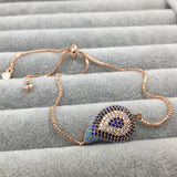 20*15mm Hamsa Fatima Hand Evil Eye Charms Bracelet CZ Jewelry