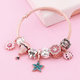 Rose Daisy Flower Ladybug Pendant Bracelet DIY Hot Air Balloon Five Star Charm