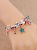 Rose Daisy Flower Ladybug Pendant Bracelet DIY Hot Air Balloon Five Star Charm