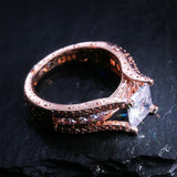 Rose Wedding Finger Ring With Clear Square Crystal Stone Geometric