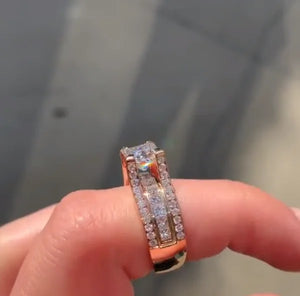 Rose Wedding Finger Ring With Clear Square Crystal Stone Geometric