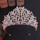 Rose Peach Crystal Rhinestone Tiara Wedding Hair Accessories