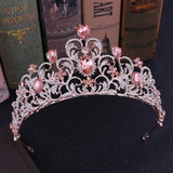 Rose Peach Crystal Rhinestone Tiara Wedding Hair Accessories