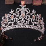 Rose Peach Crystal Rhinestone Wedding Hair Accessories Tiara Crown