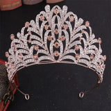 Rose Peach Crystal Rhinestone Wedding Hair Accessories Tiara Crown
