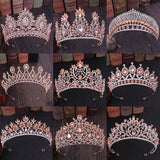 Rose Peach Crystal Rhinestone Tiara Wedding Hair Accessories