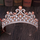 Rose Peach Crystal Rhinestone Tiara Wedding Hair Accessories