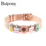 Rose Charm Mesh Bracelet Animal Fruit Beaded Bangle