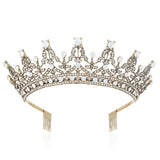 Rose Silver Tiara Crowns With Combs Colorful Crystal Diadems