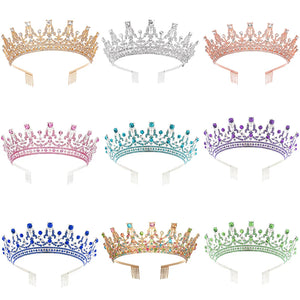Rose Silver Tiara Crowns With Combs Colorful Crystal Diadems