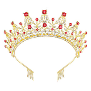 Rose Silver Tiara Crowns With Combs Colorful Crystal Diadems