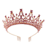 Rose Silver Tiara Crowns With Combs Colorful Crystal Diadems