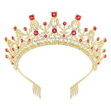 Rose Silver Tiara Crowns With Combs Colorful Crystal Diadems