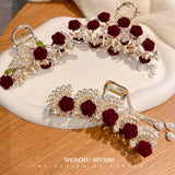 Rose Tassel Hair Claws Crystal Hair Clip for Girls