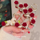 Rose Tassel Hair Claws Crystal Hair Clip for Girls