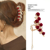 Rose Tassel Hair Claws Crystal Hair Clip for Girls
