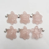 Rose Quartz Turtle Gem Stone Pendant Tortoise Charms Necklace