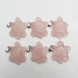 Rose Quartz Turtle Gem Stone Pendant Tortoise Charms Necklace