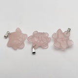 Rose Quartz Turtle Gem Stone Pendant Tortoise Charms Necklace