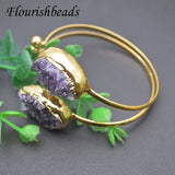 Amethyst Drusy Quartz Bangle Bracelet Adjustable
