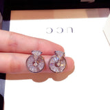 925 Silver Stud Earrings Square Simulated Diamond for Women Jewelry