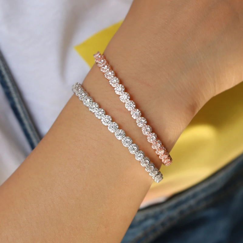 Arrow Shape CZ Pave Brass Bangle Bracelets Women Cuff Jewelry
