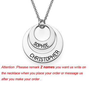 Round Charm Necklace with 2 Names, Perfect Gift for And