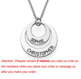 Round Charm Necklace with 2 Names, Perfect Gift for And