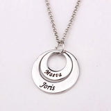 Round Charm Necklace with 2 Names, Perfect Gift for And