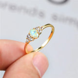 Round Crystal Stone Engagement Ring for Women
