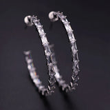 Sparkling CZ Stone Hoop Earrings for Women